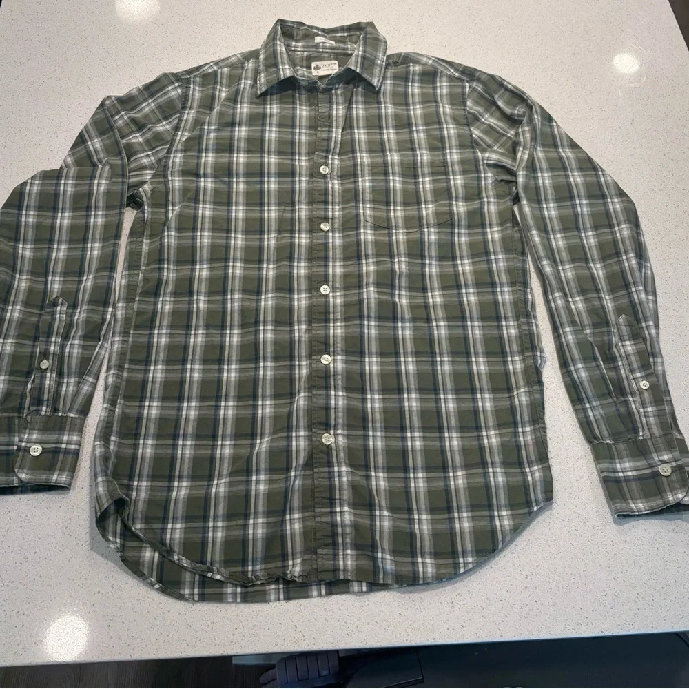 J. Crew Men’s Green Plaid Button-down Shirt, Size S